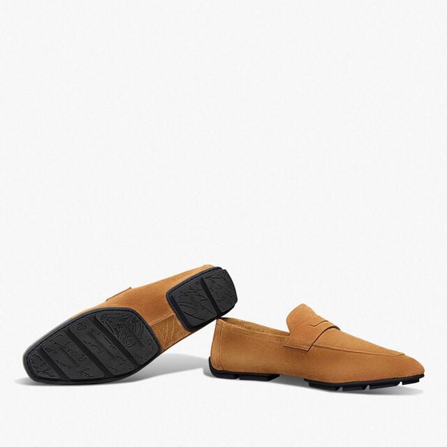 Mocassin Lorenzo Drive En Cuir De Veau Camoscio Scritto, CASTAGNO, hi-res 4