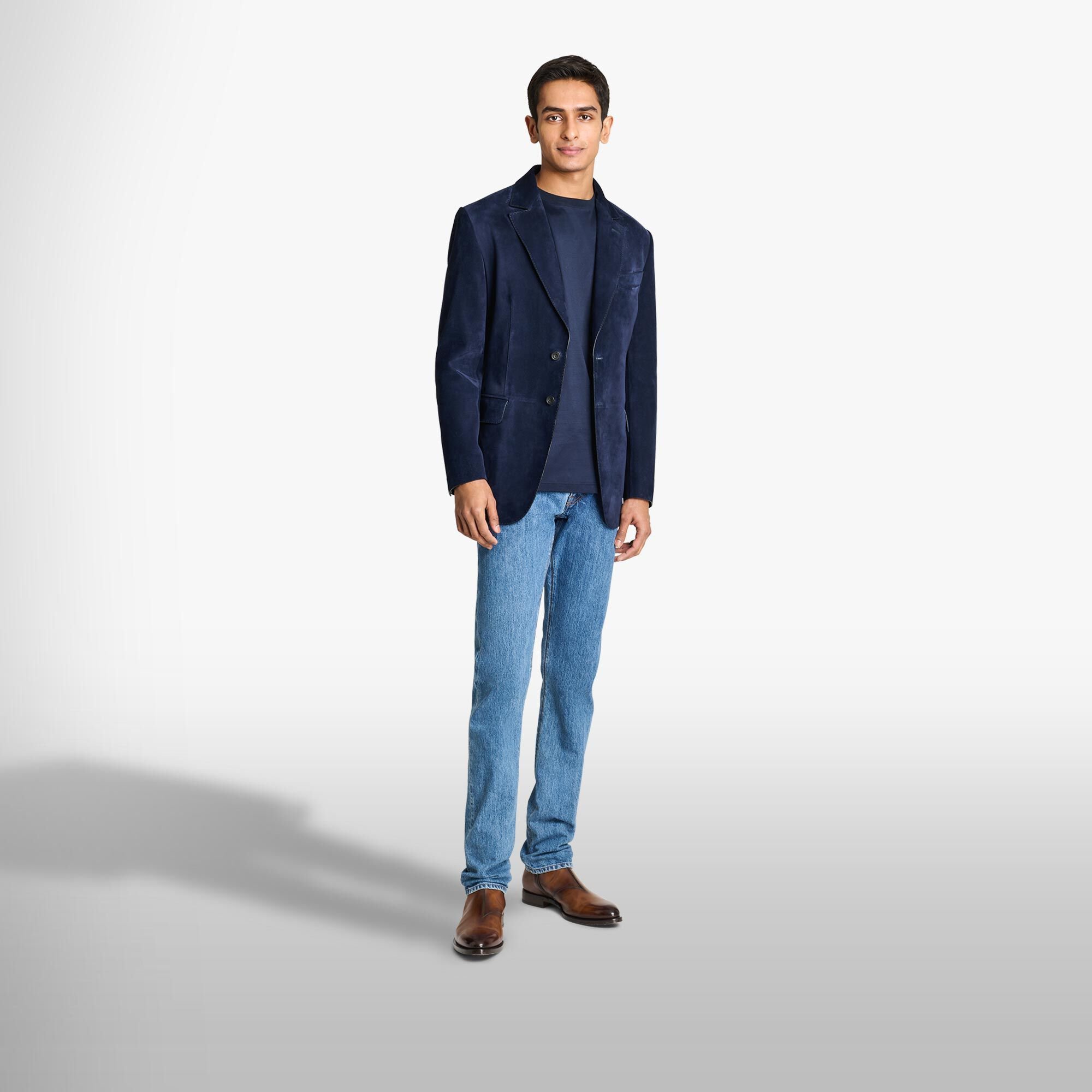 Suede blue clearance blazer