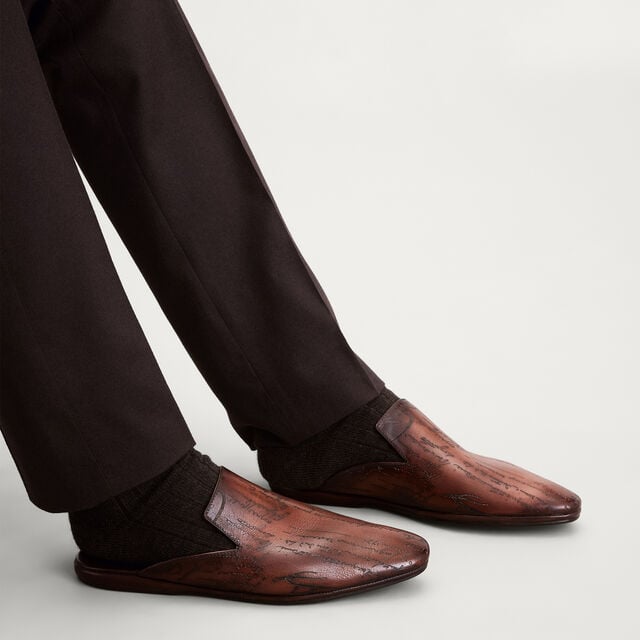 Cyrus Scritto Leather Slipper, TABACCO, hi-res 2