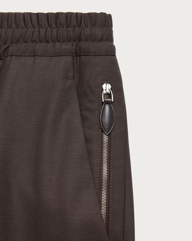 Fast Track Jogpants with Leather Zip-puller, Earth Brown, hi-res