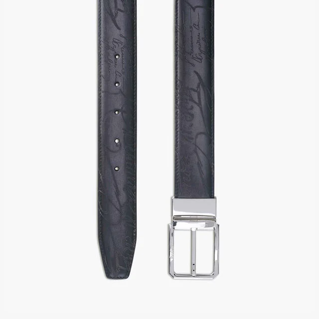 Versatile Scritto leather 35 mm Reversible Belt, TOBACCO BIS & NERO, hi-res 2