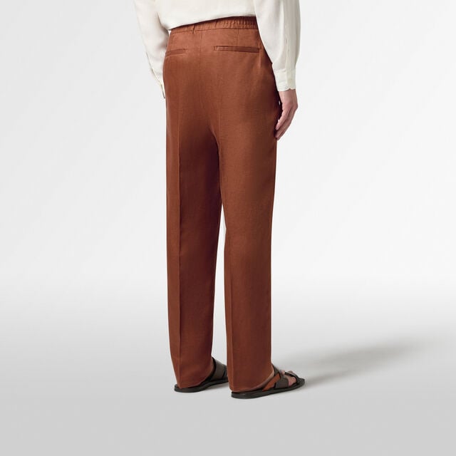 Linen Relaxed Trousers, RUSSET BROWN , hi-res 4