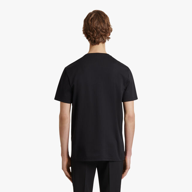 T-Shirt Avec Détail En Cuir Fit Slim, NOIR, hi-res 3