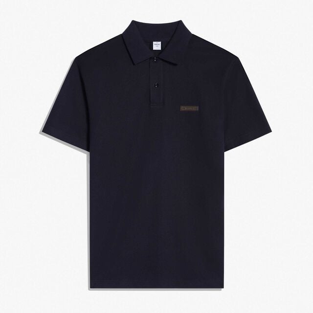 Classic Pique Leather Tab Polo, COLD NIGHT BLUE, hi-res 1