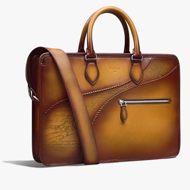 Un Jour Scritto Leather Briefcase, ICE GOLD, hi-res 2