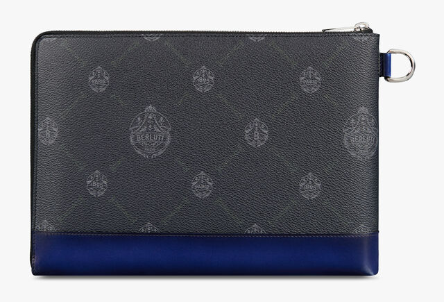 Nino GM Canvas and Leather Clutch, BLACK + UTOPIA BLUE, hi-res