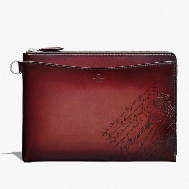 Nino GM Gradiant Scritto Leather Clutch, LIGHT SAINT EMILION, hi-res 1