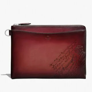 Nino GM Gradiant Scritto Leather Clutch, LIGHT SAINT EMILION, hi-res