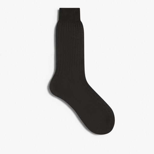 Cotton Ribbed Socks, FOREST GREEN, hi-res 1