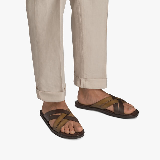 Sifnos Scritto Leather Sandal, OLIVE, hi-res 7