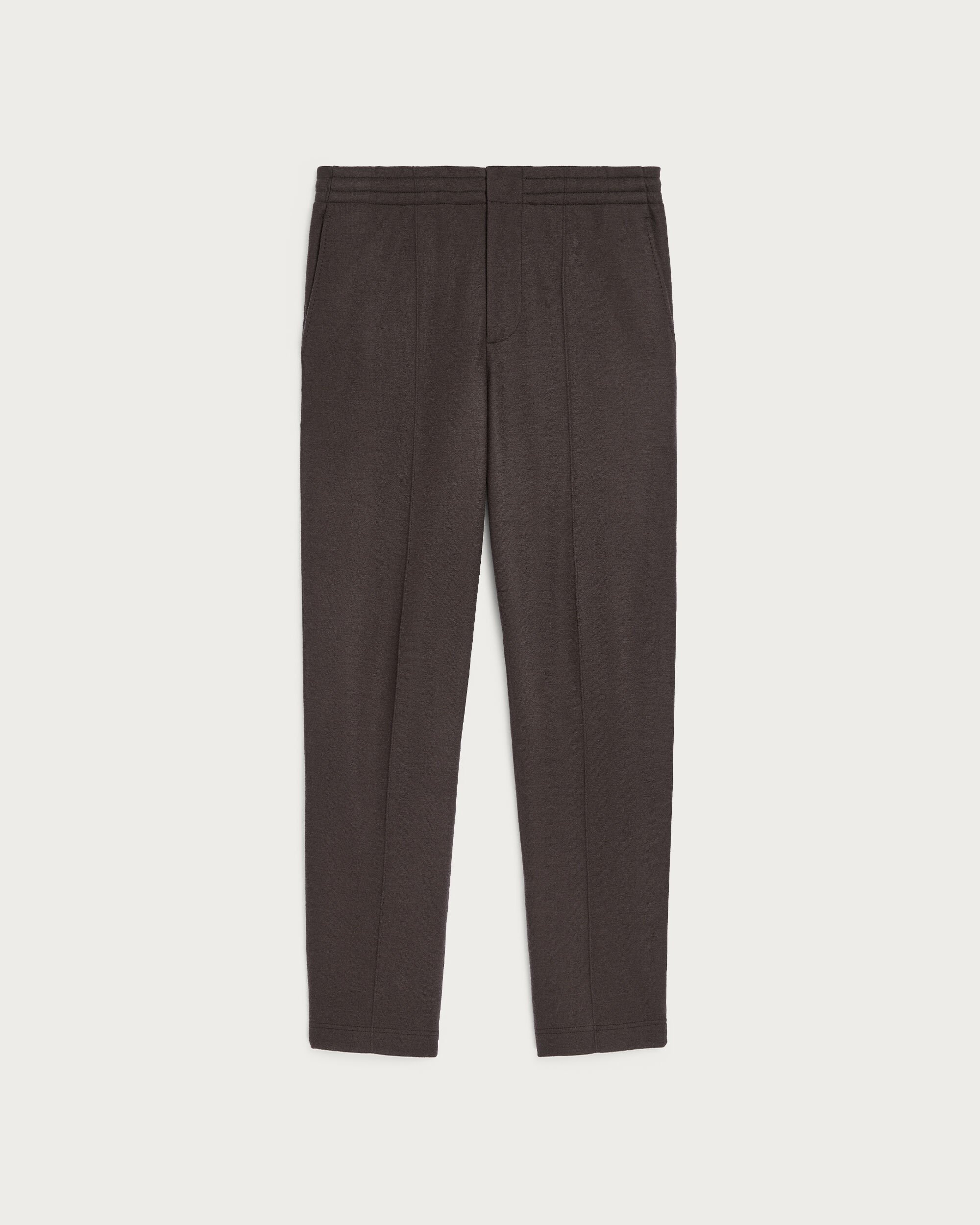 Jersey Pants with Leather Detail, Chocolate Brown, hi-res