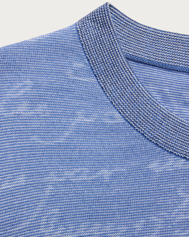 Light Scritto Pattern Short-Sleeves Crewneck, Helvetia Blue, hi-res