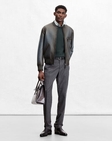 Leather Patina Un Jour Bomber, Fiamma Iron Blue, hi-res