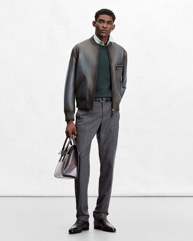 Leather Patina Un Jour Bomber, Fiamma Iron Blue, hi-res