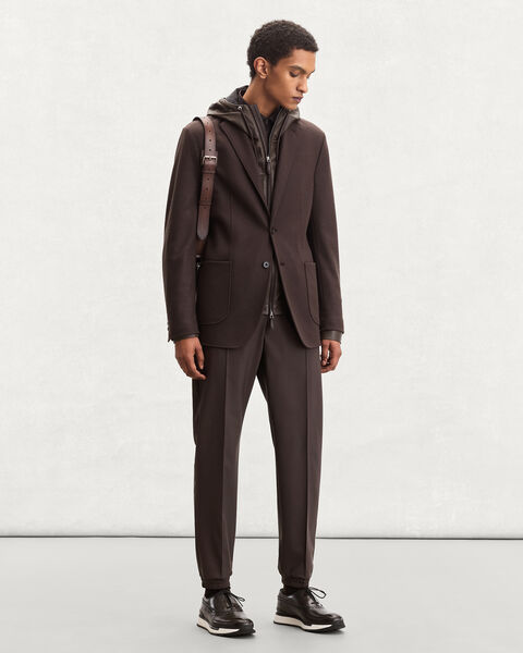 Fast Track Jogpants with Leather Zip-puller, Earth Brown, hi-res