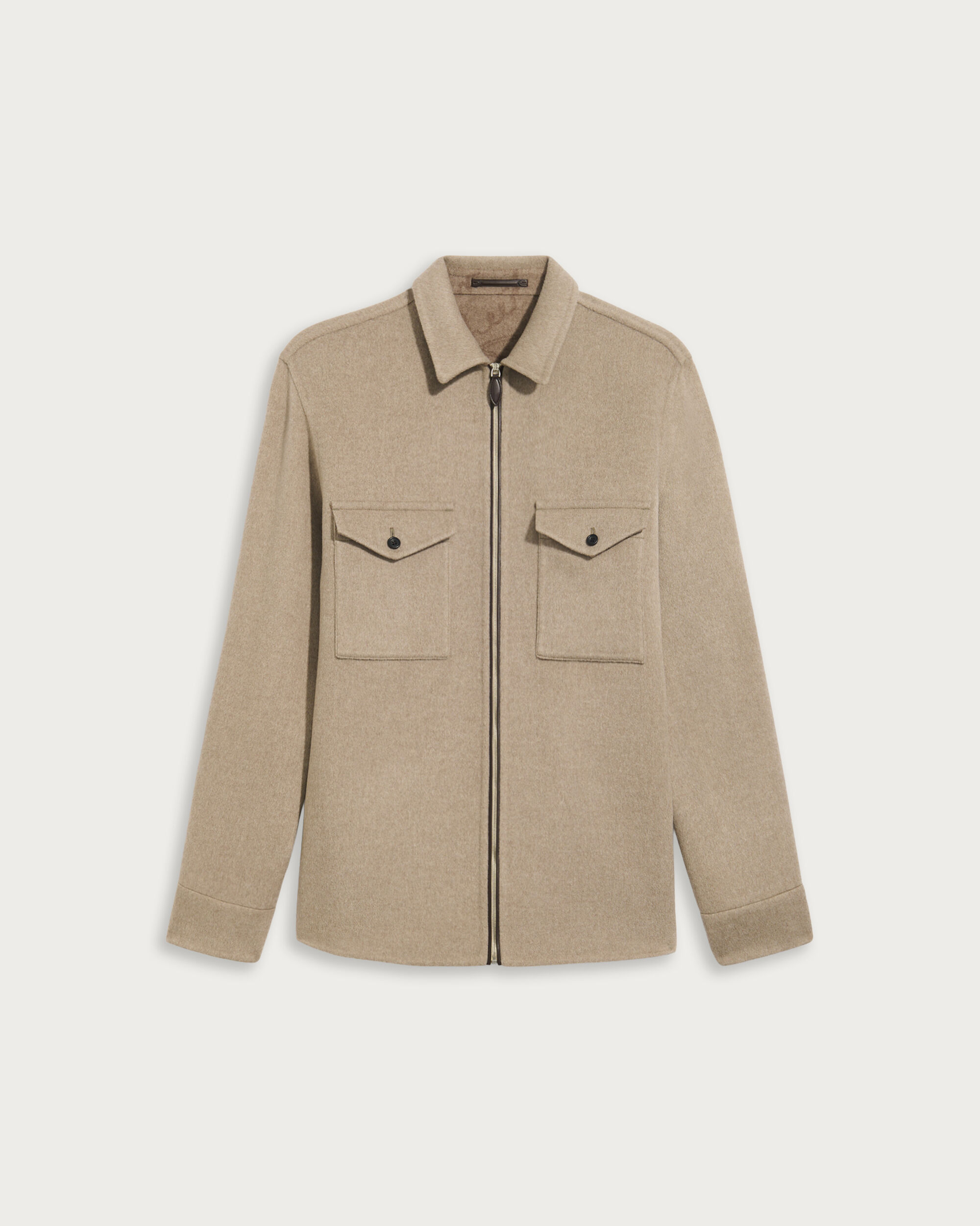 Double Face Zipped Overshirt, Mole & Internal Giant Scritto, hi-res