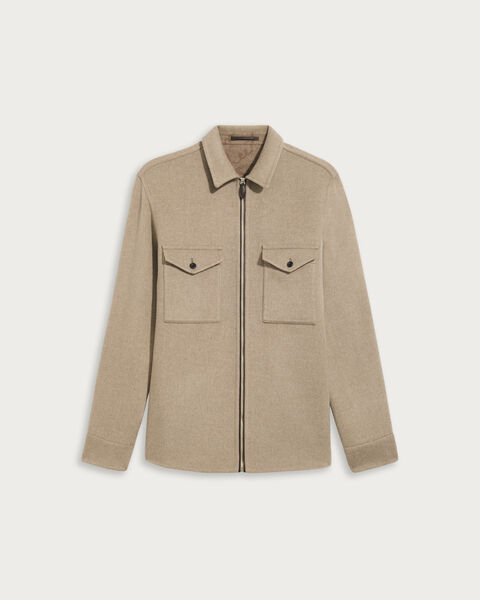 Double Face Zipped Overshirt, Mole & Internal Giant Scritto, hi-res