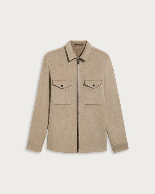 Double Face Zipped Overshirt, Mole & Internal Giant Scritto, hi-res