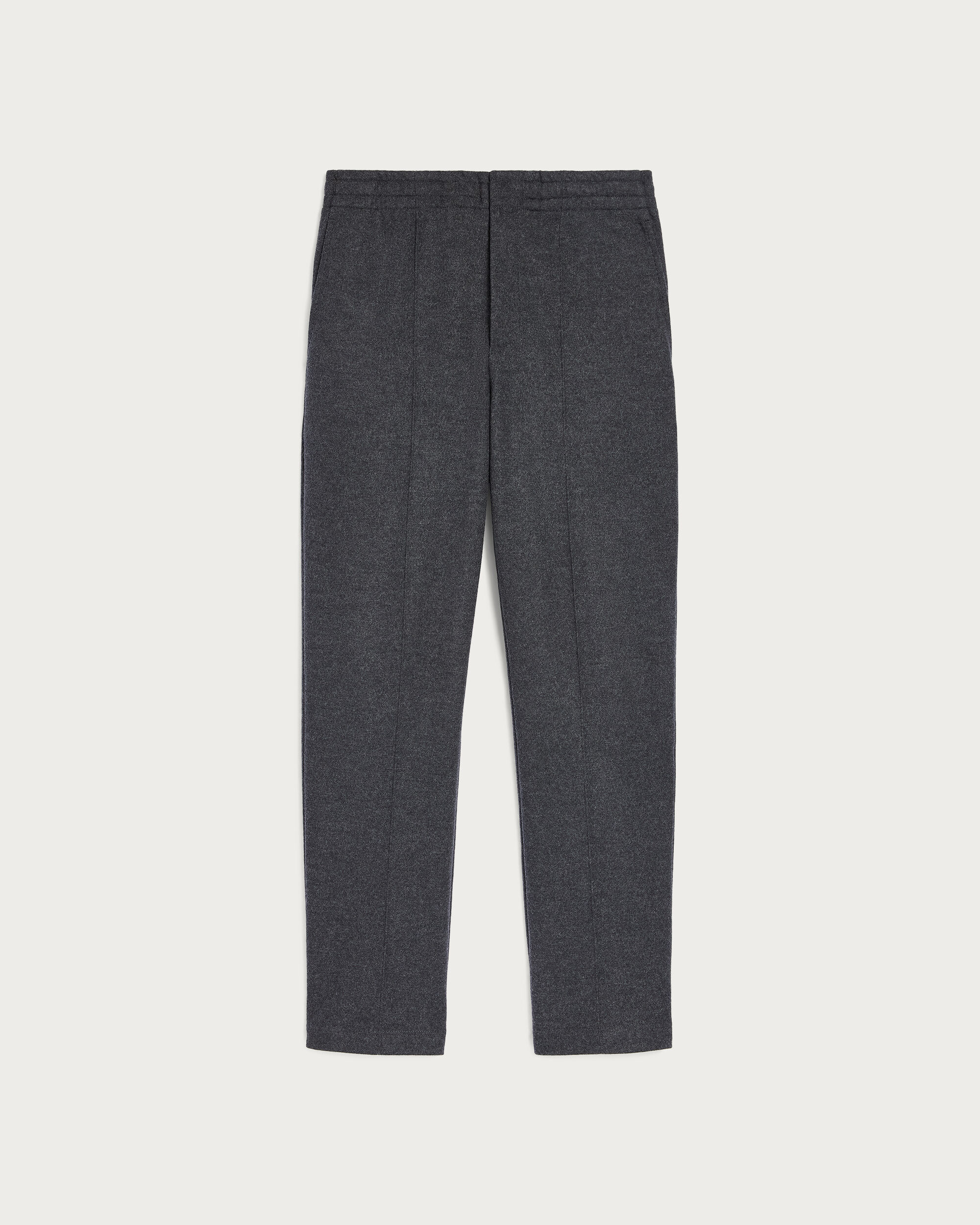 Jersey Pants with Leather Detail, Dark Grey Melange, hi-res