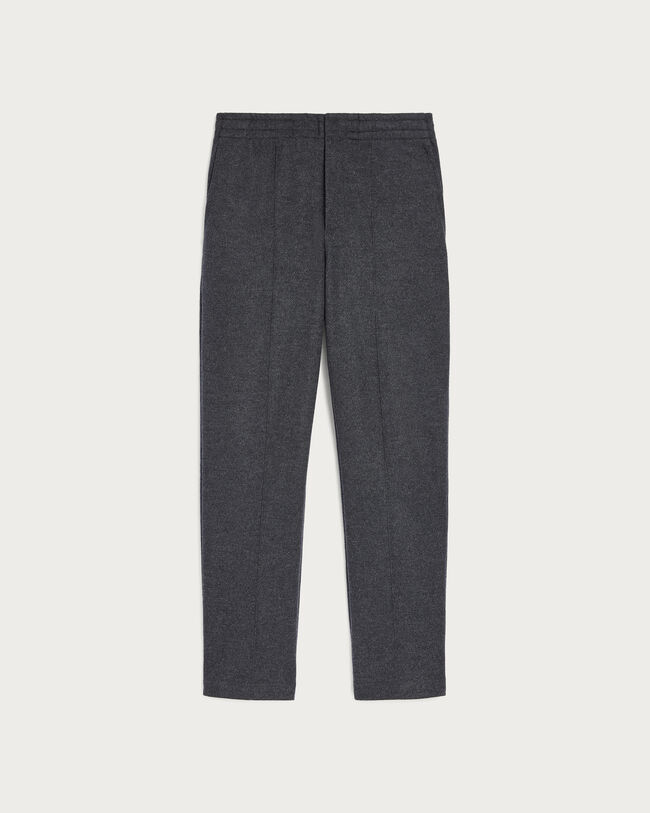 Jersey Pants with Leather Detail, Dark Grey Melange, hi-res
