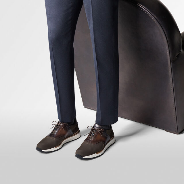 Fast Track Leather And Nylon Sneaker, MARRONE INTENSO, hi-res 7