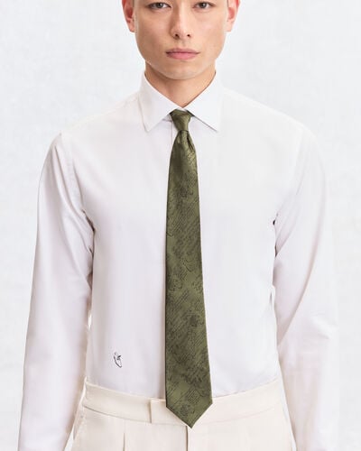 Classic Scritto Pattern Tie, Vert, hi-res