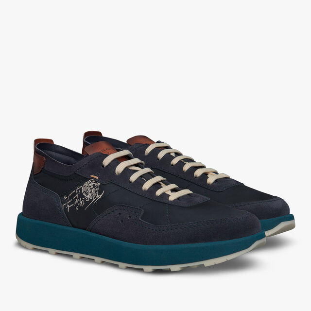 Light Track Suede Leather and Nylon Sneaker, NAVY, hi-res 2