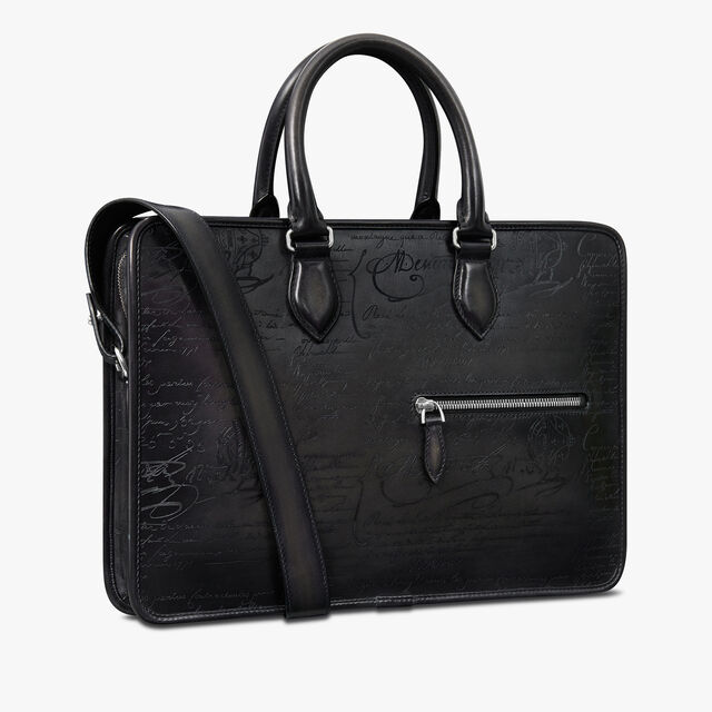 Un Jour Mini Scritto Leather Briefcase, NERO GRIGIO, hi-res 2