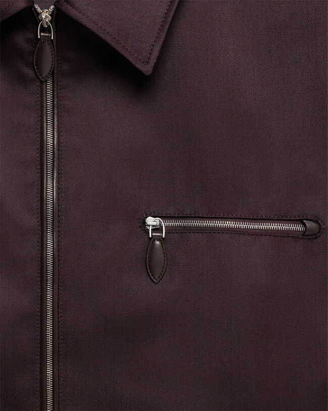 Un Jour Overshirt with Leather Zip-Pullers, Hershey, hi-res