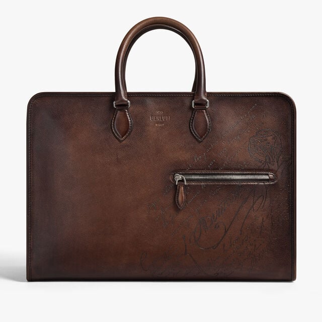 Overnight Scritto Leather Travel Bag, SOFT BROWN, hi-res 1