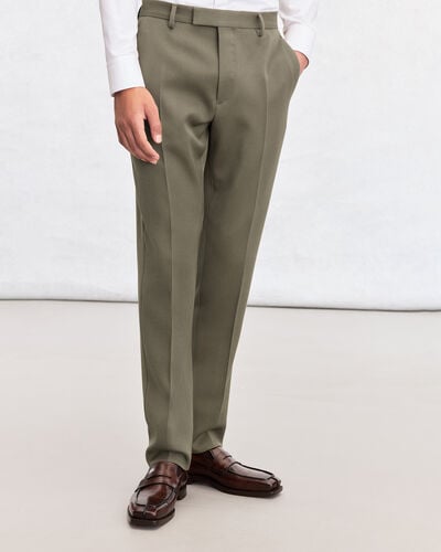 Alessio Trousers with Leather Zip-puller, Olive, hi-res