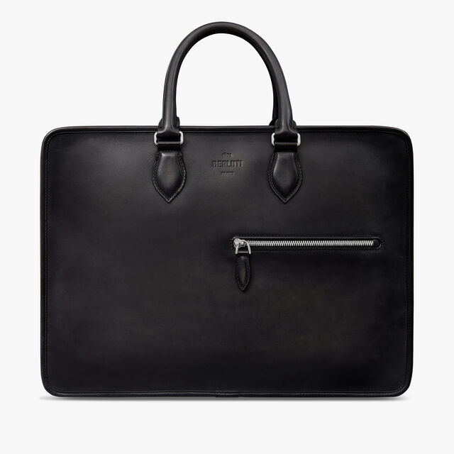 Deux Jours Leather Briefcase, NERO GRIGIO, hi-res 1
