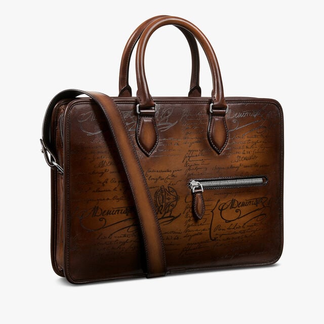 Un Jour Small Scritto Leather Briefcase, CACAO INTENSO, hi-res 2