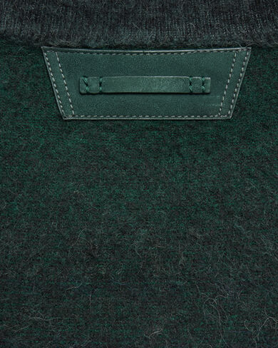 レザーディテール ブラッシュド パティーヌ クルーネック, Green Patina, hi-res