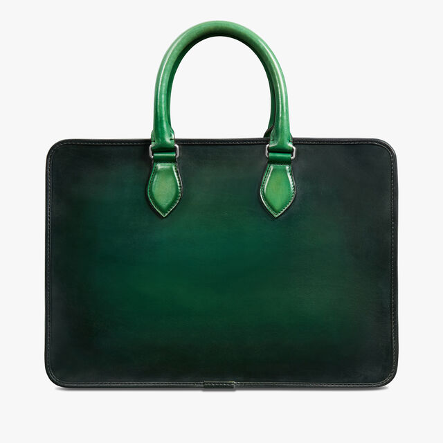 Un Jour Small Scritto Leather Briefcase, BEETLE GREEN, hi-res 3