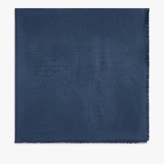 Wool & Silk Scritto Scarf, STORM BLUE, hi-res