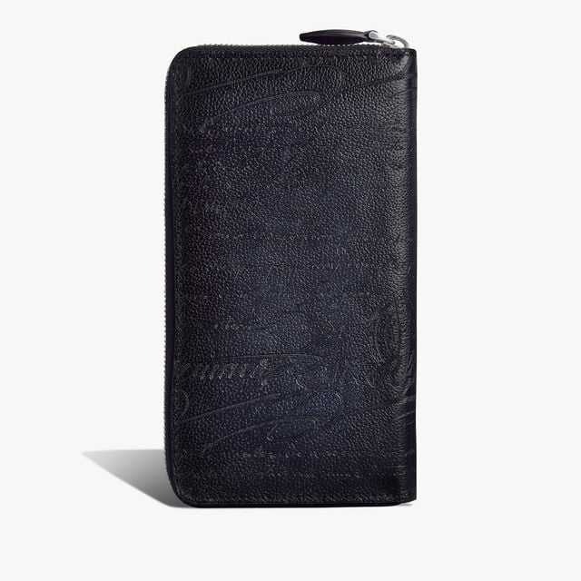 Itauba Scritto Leather Long Zipped Wallet, INDIGO DENIM, hi-res 2