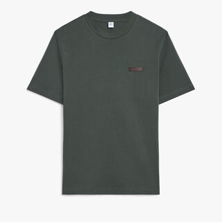 Leather Tab T-shirt, DARK GREEN, hi-res
