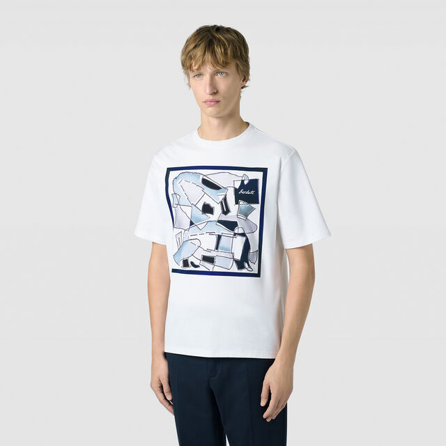 Shoe Collage T-shirt, OPTICAL WHITE/SHOE PATTERN BLU, hi-res 2