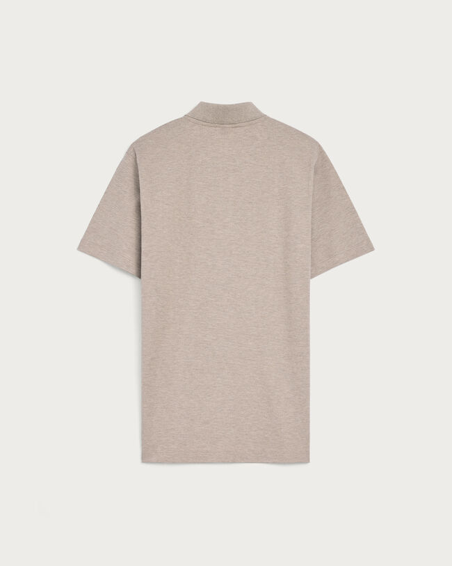 Leather Detail Polo, Stonish Beige, hi-res