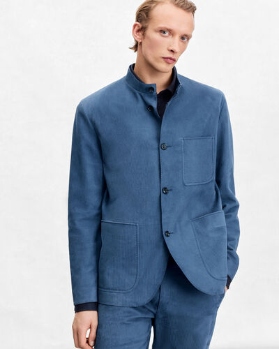 Corduroy Leather Foresti&egrave;re Jacket, Dim Blue, hi-res