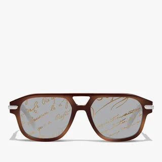 Flare Acetate Sunglasses, CACAO + SCRITTO GOLD., hi-res