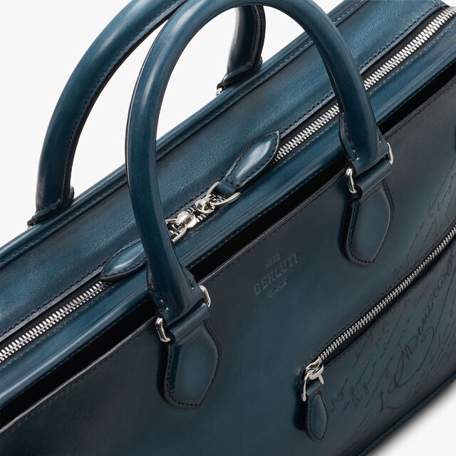 Un Jour Scritto Leather Briefcase, STEEL BLUE, hi-res 6