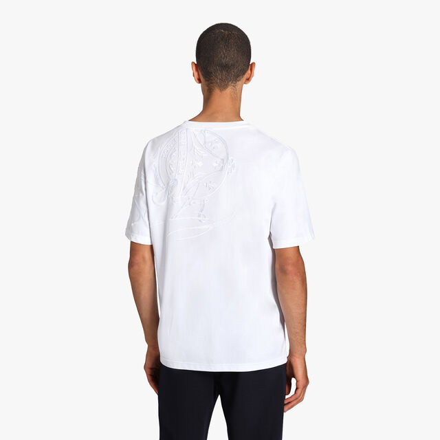 T-shirt Avec Broderie Scritto, BLANC OPTIQUE, hi-res 3