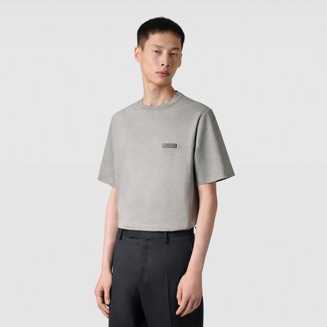 Leather Tab T-shirt, GRIS CHINE, hi-res 2