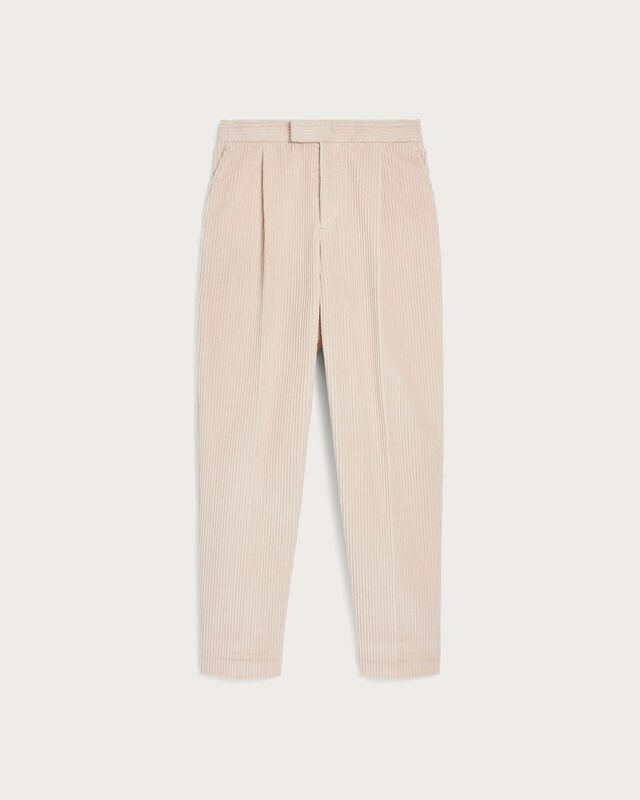 Relaxed Trousers with Leather Detail, Chalk Beige, hi-res