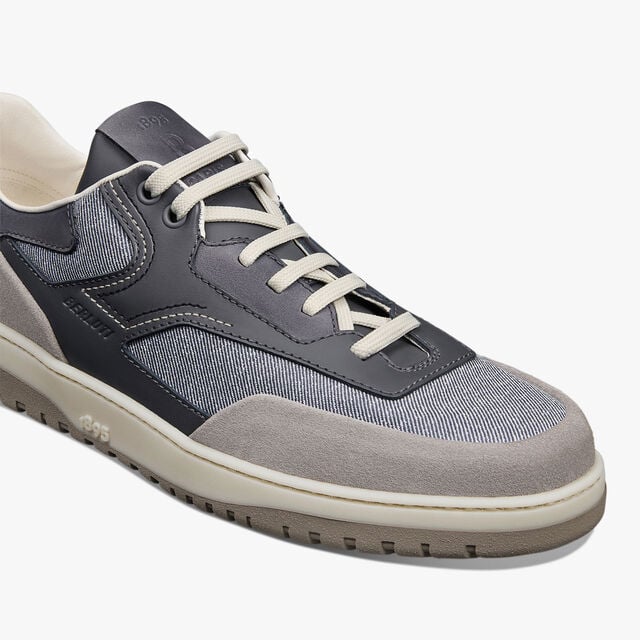 Sneaker Playoff En Cuir De Veau, Cuir De Veau Velours Et Textile, ADRIATIC BLUE, hi-res 5
