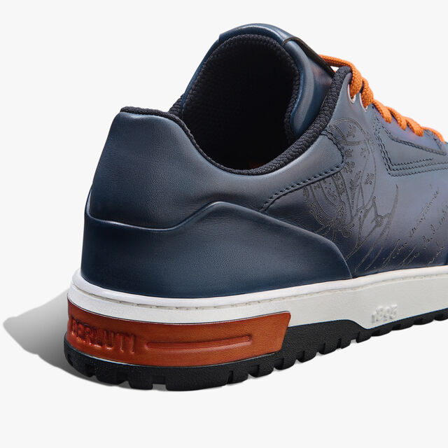Playoff Scritto Venezia Calf Leather Sneaker, BLU MINERALE, hi-res 4