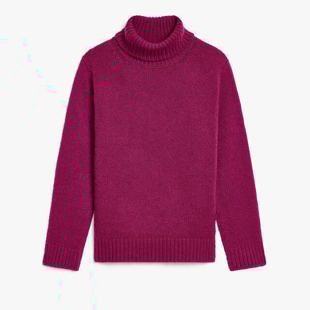 Leather Braiding Turtleneck, PURPLE FUSHIA, hi-res 1