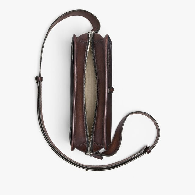 Journalier Scritto图纹皮革邮差包, SOFT BROWN, hi-res 9